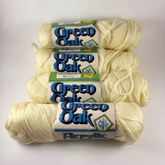 Green Oak Other - Vintage Green Oak Yellow Acrylic Yarn 4-Ply Worsted Weight 3oz Pullskein (4)
